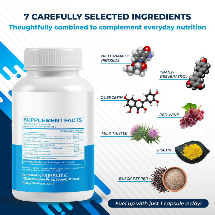 NURAFUSE Liposomal NAD+ Trans-Resveratrol Supplement