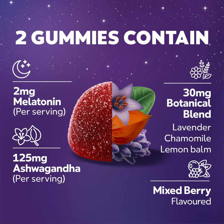ZzzQuil Pure Zzzs De-Stress Melatonin Sleep Aid Gummies, Ashwagandha, 1 mg, 60 Count