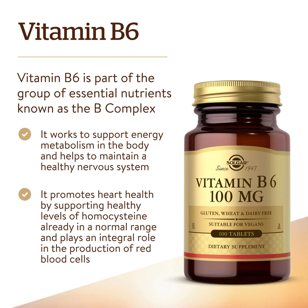 Solgar Vitamin B-6, 100 mg, 100 Count