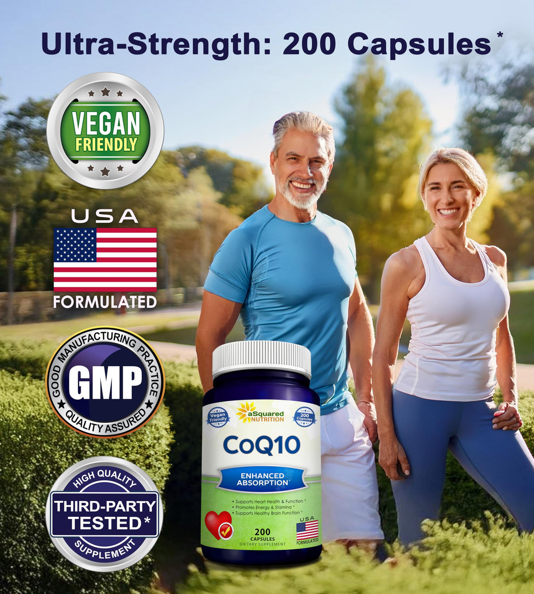 aSquared Nutrition CoQ10, 400 mg, 200 Count