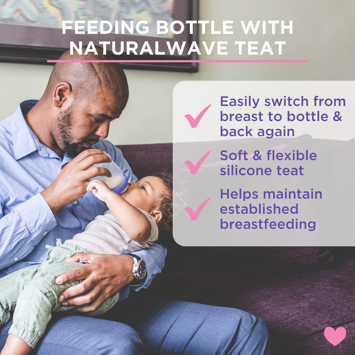Lansinoh Feeding Bottle with NaturalWave Teat, 240 ml