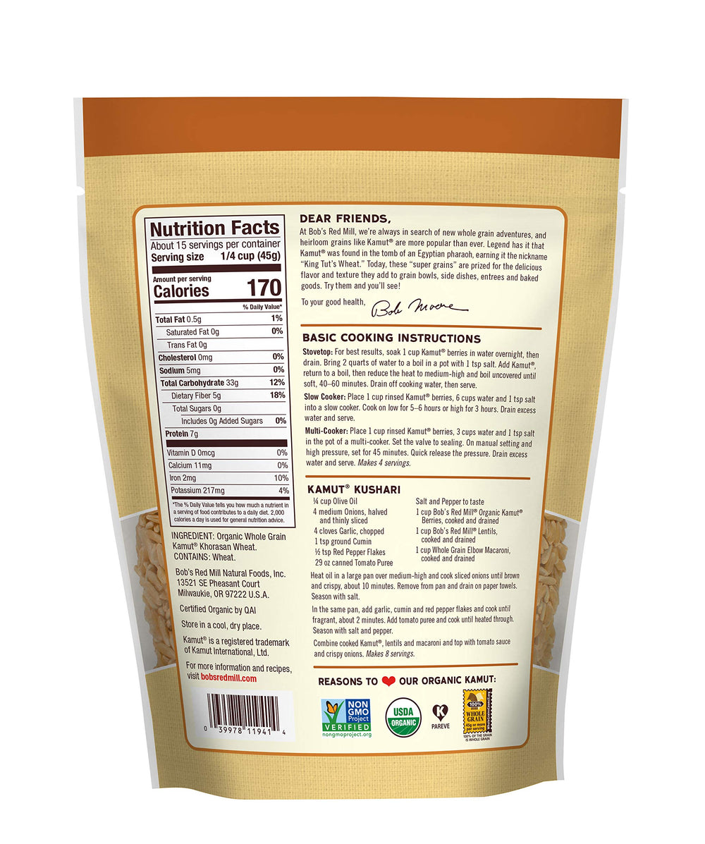 Bobs Red Mill Organic Kamut Grain, 24 oz