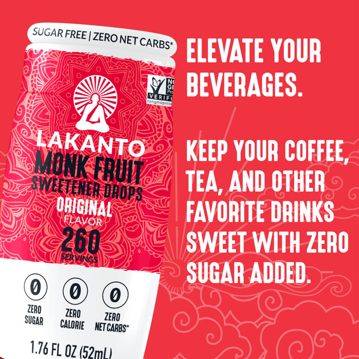 Lakanto Liquid Monk Fruit Extract Drops, Original, 1.76 fl oz
