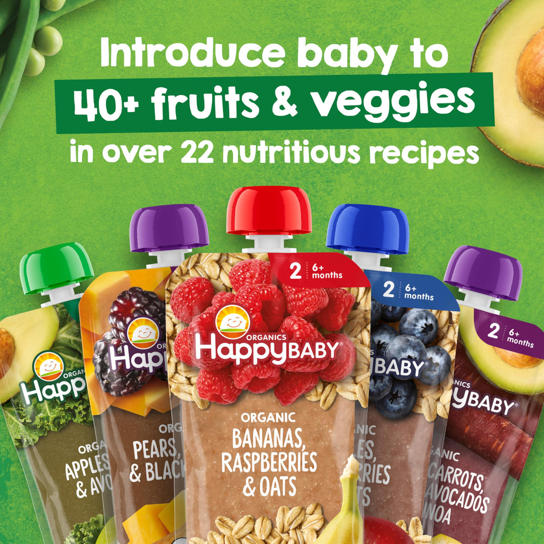 Happy Family Organic Baby Food, Apples Blueberries and Oats, 113 g