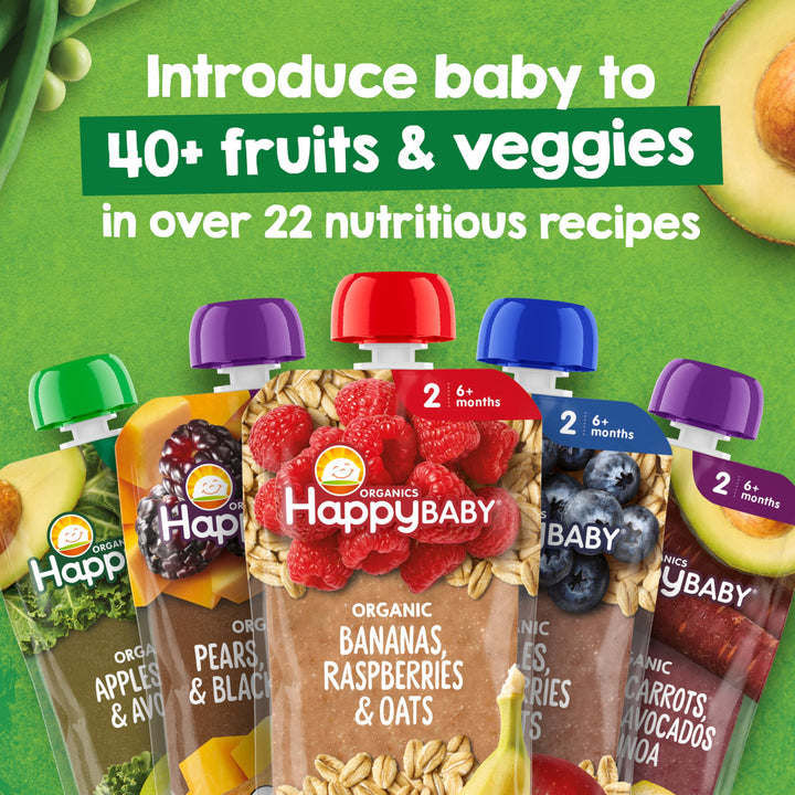Happy Family Organic Baby Food, Apples Blueberries and Oats, 113 g
