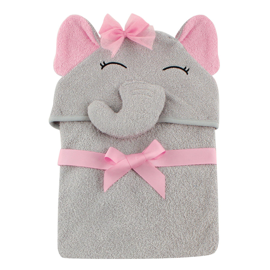 Hudson Baby Cotton Animal Face Hooded Towel, Pretty Elephant, One Size