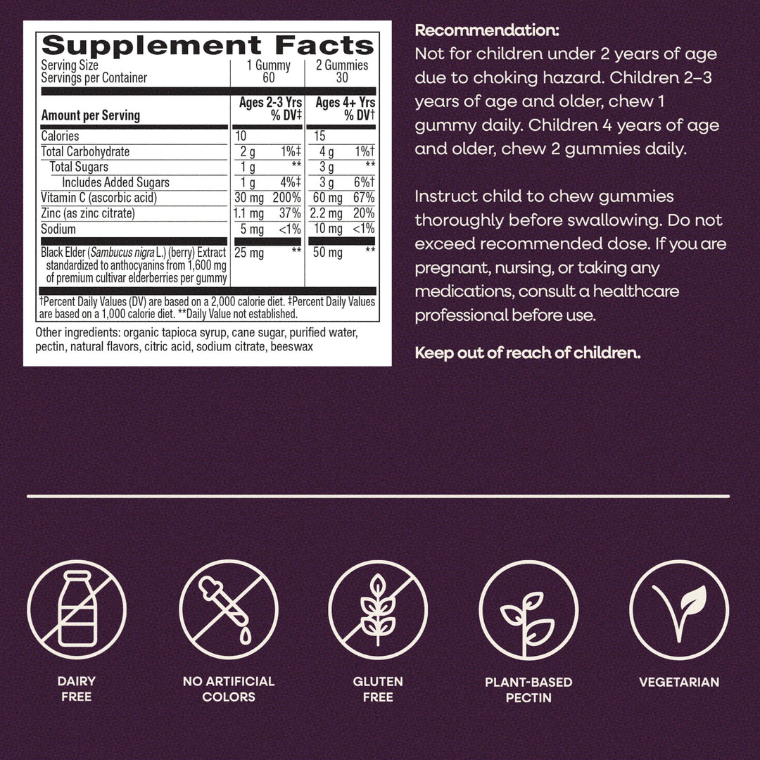 Nature's Way Sambucus Elderberry Gummies For Kids, Berry, 60 Count