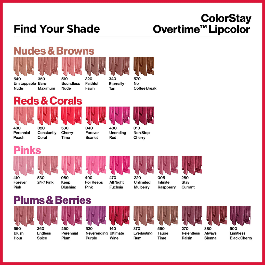 REVLON Colorstay Overtime Lipcolor, Infinite Raspberry (005), 0.07 oz