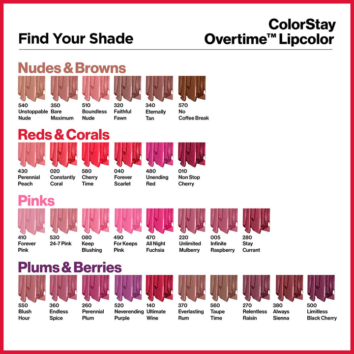 REVLON Colorstay Overtime Lipcolor, Infinite Raspberry (005), 0.07 oz
