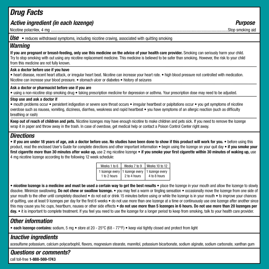 Nicorette Mini Nicotine Lozenges, Mint, 4 mg, 20 Count