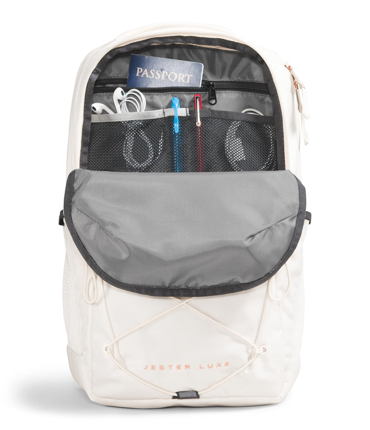 The North Face Jester Luxe Everyday Laptop Backpack, Gardenia White/Burnt Coral Metallic, One Size