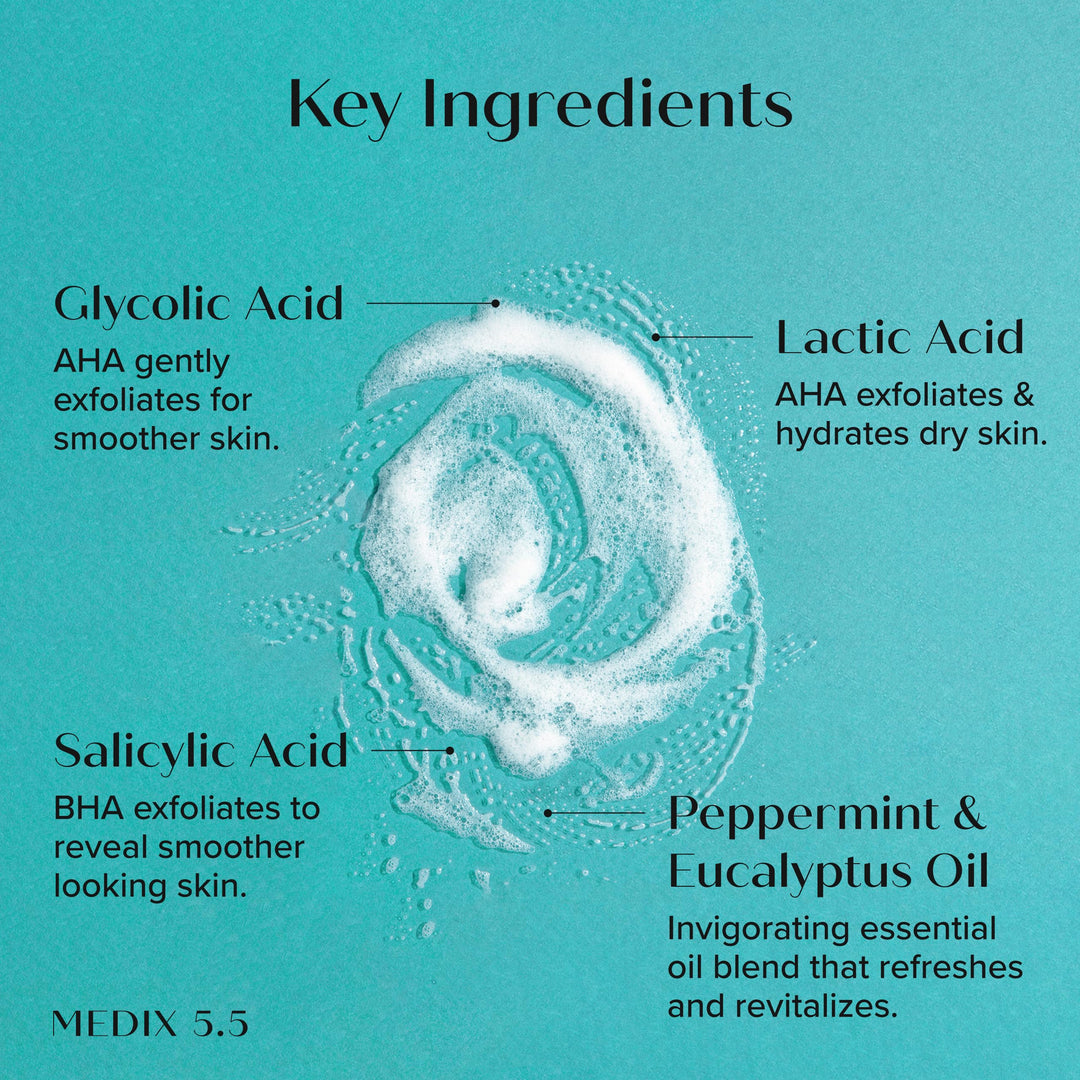 Medix 5.5 Glycolic Acid + Lactic Acid Exfoliating Body Wash Gel, 15 fl oz