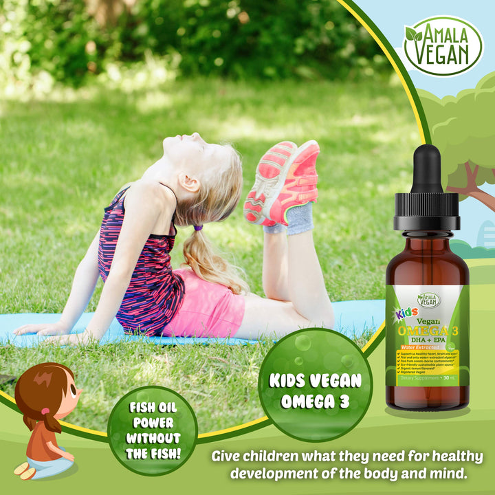 Amala Vegan Omega 3 Liquid Supplement, Lemon, 30 Count