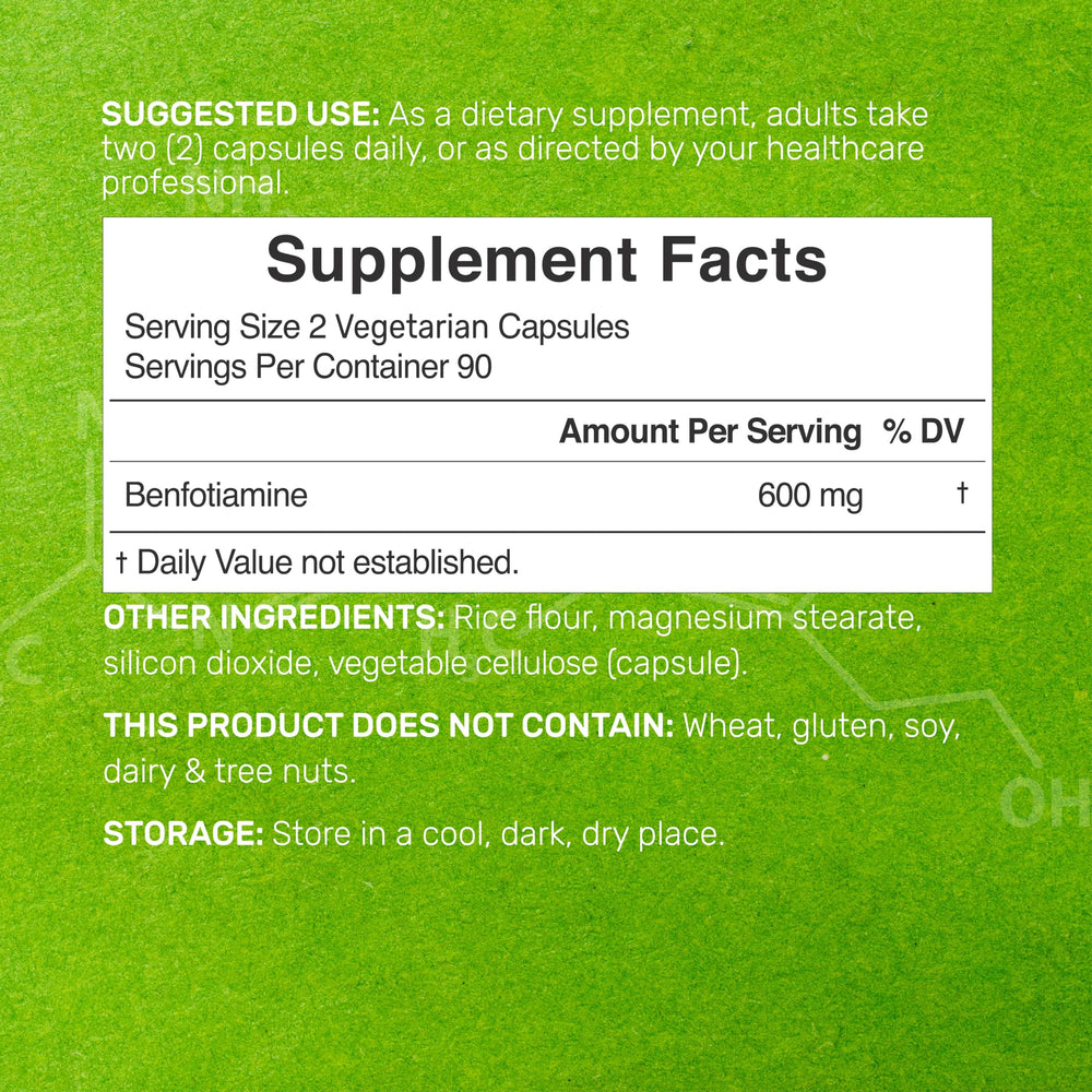 DEAL SUPPLEMENT Benfotiamine Vitamin B1 Capsules, 300 mg, 180 Count