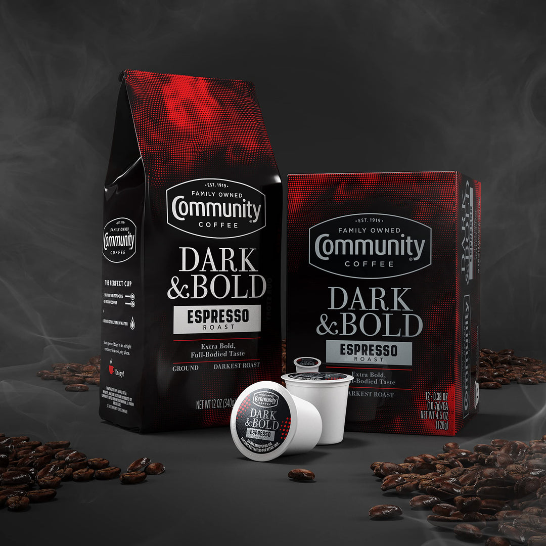 Community Coffee Espresso Roast Coffee Pods, Extra Dark, 12 Count