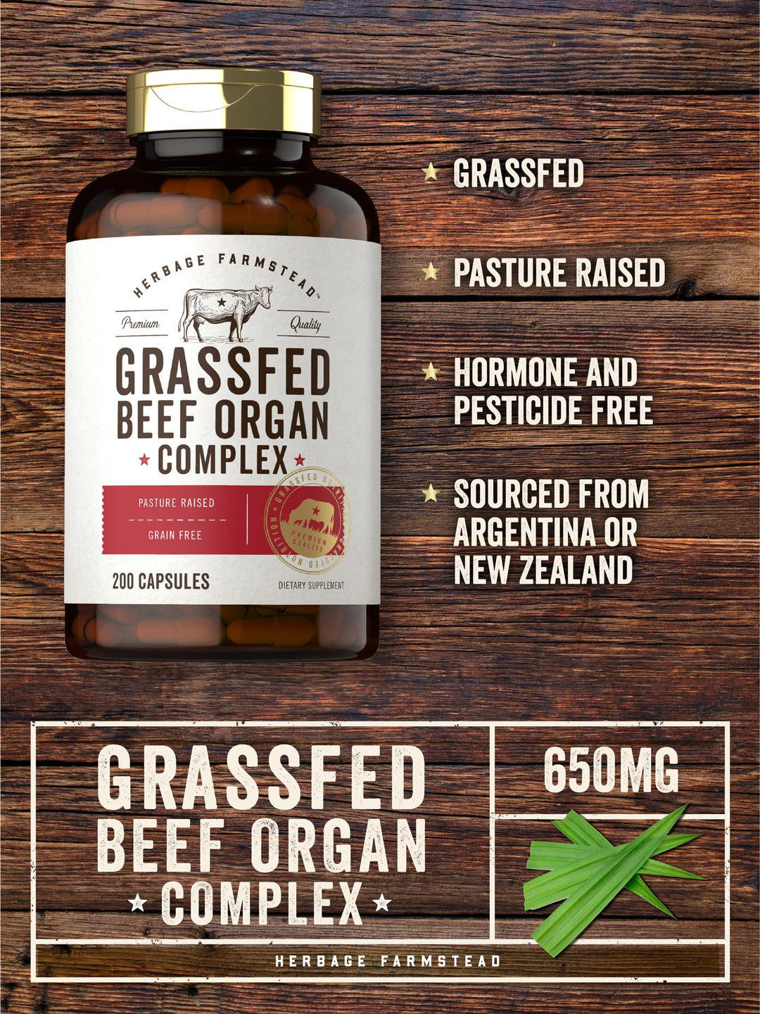 Carlyle Grass Fed Beef Organ Complex, 200 Count