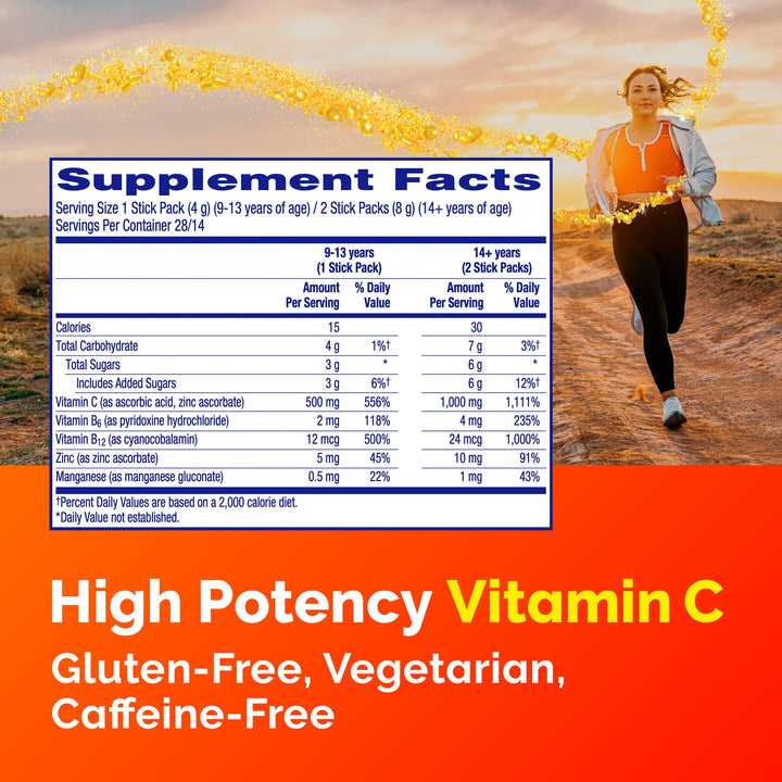 Emergen-C Crystals Immune Support Supplement, Orange Vitality, 56 Count