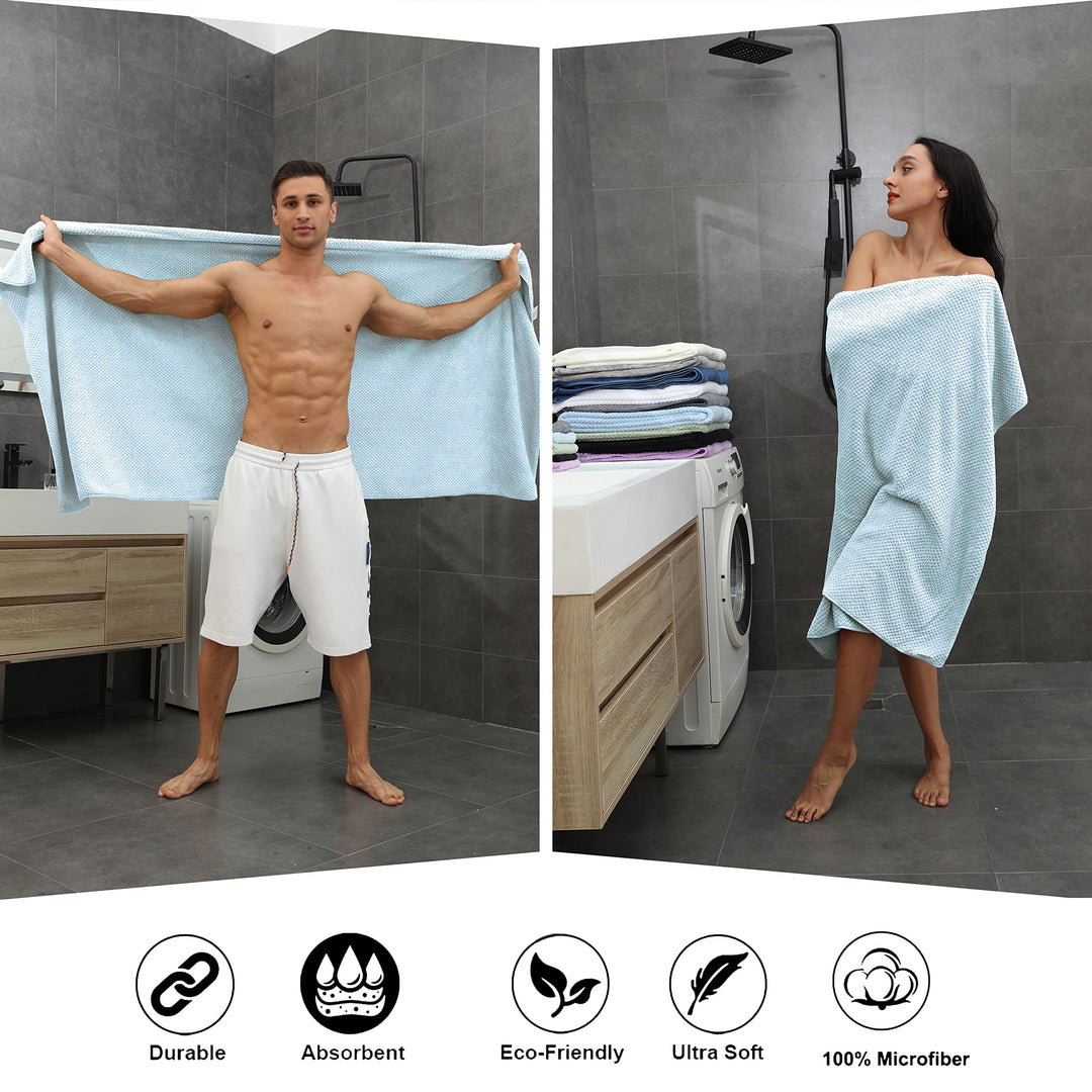 Smuge Bath Towels Set, Blue, 4 Count