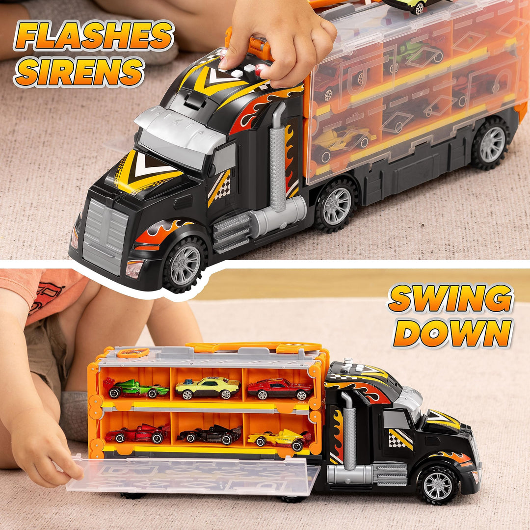 JOYIN 3 Layer Foldable Track Carrier Truck Set, 12 Count