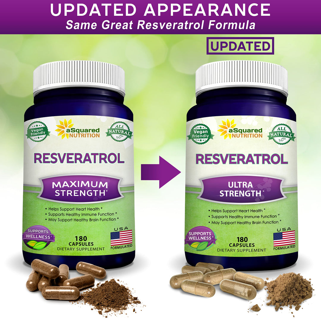 aSquared Nutrition Resveratrol Supplement, 1000 mg, 180 Count