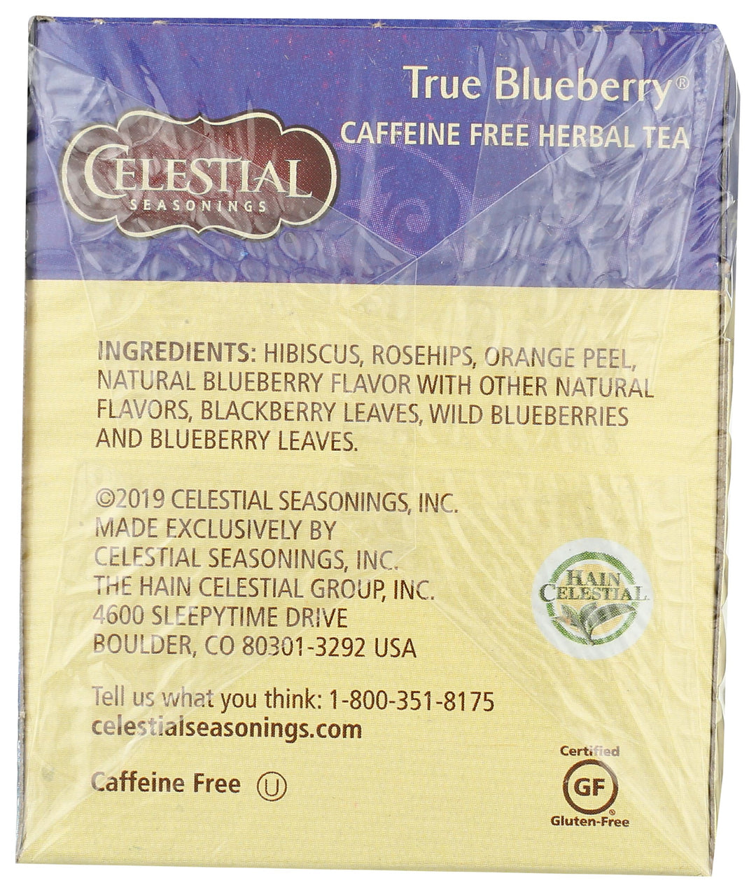 Celestial Seasonings True Blueberry Herbal Tea, 20 Count, 1.6 oz