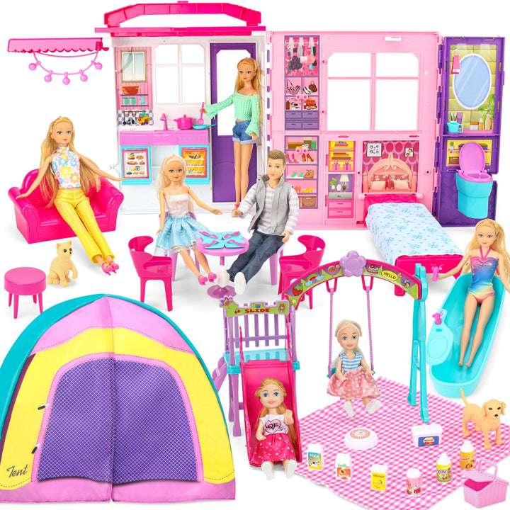 Style Shine 1-Story Dollhouse, Foldable Playset