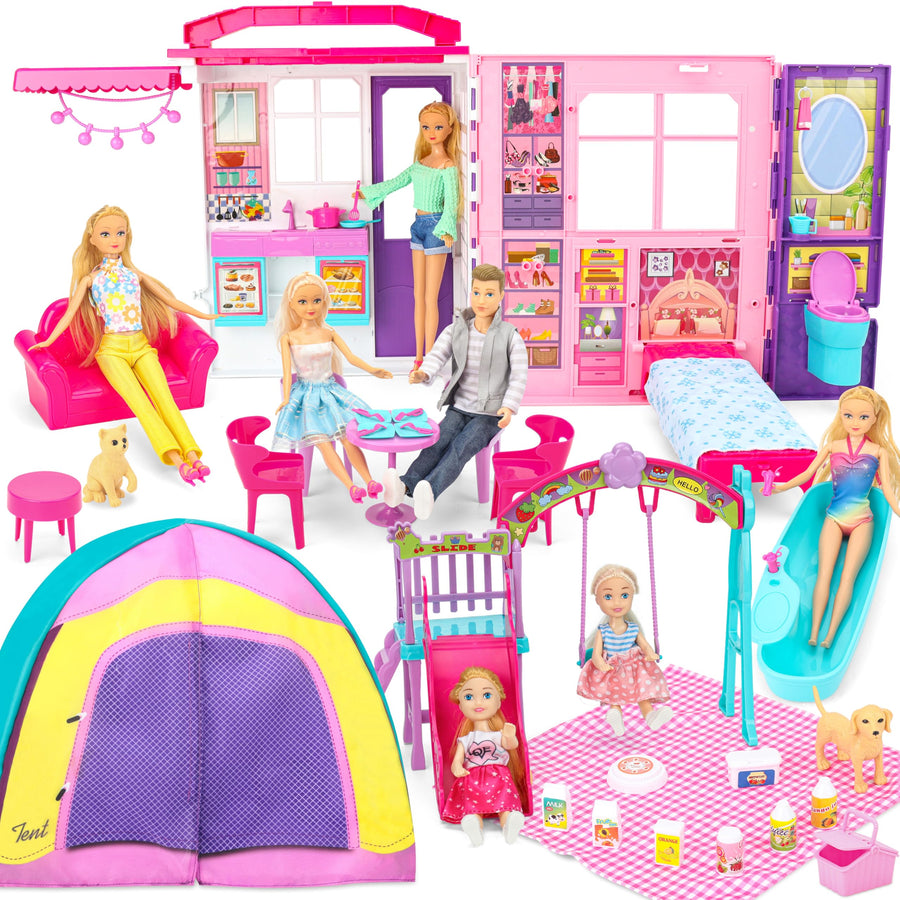 Style Shine 1-Story Dollhouse, Foldable Playset