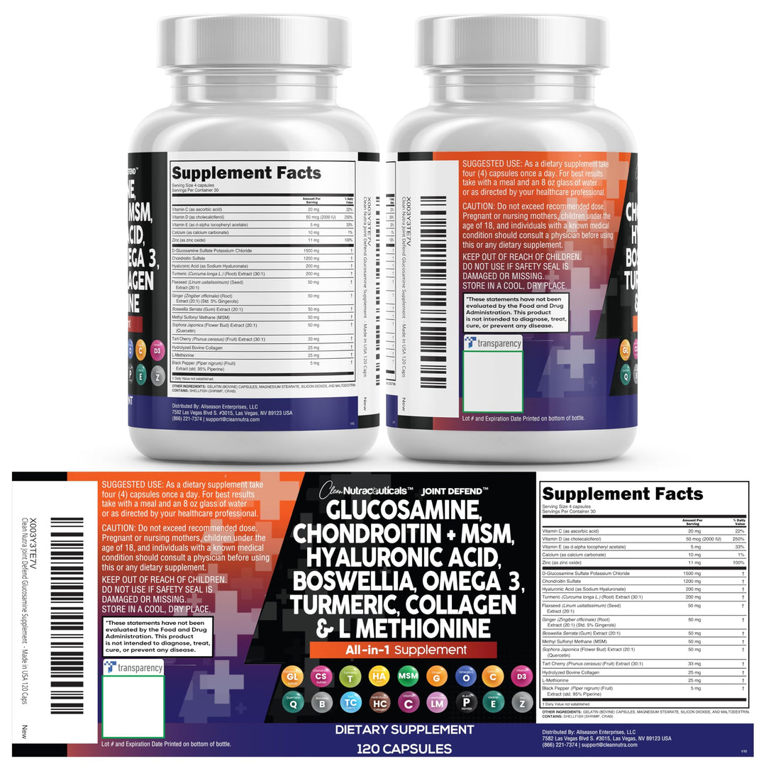 Clean Nutraceuticals Joint Support Supplement Capsules, 120 Count