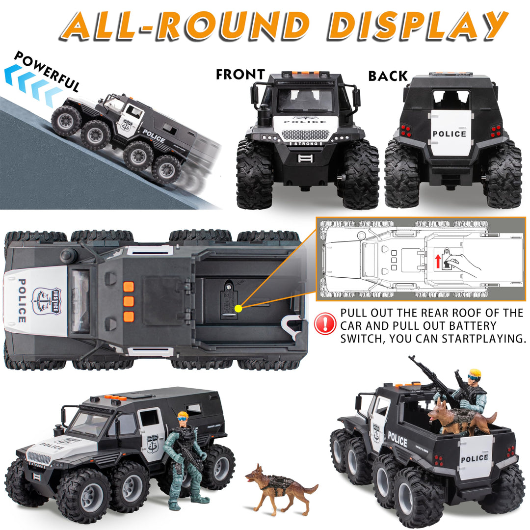 i diy Police Car Toy, 8x8, Military Policeman & Dog