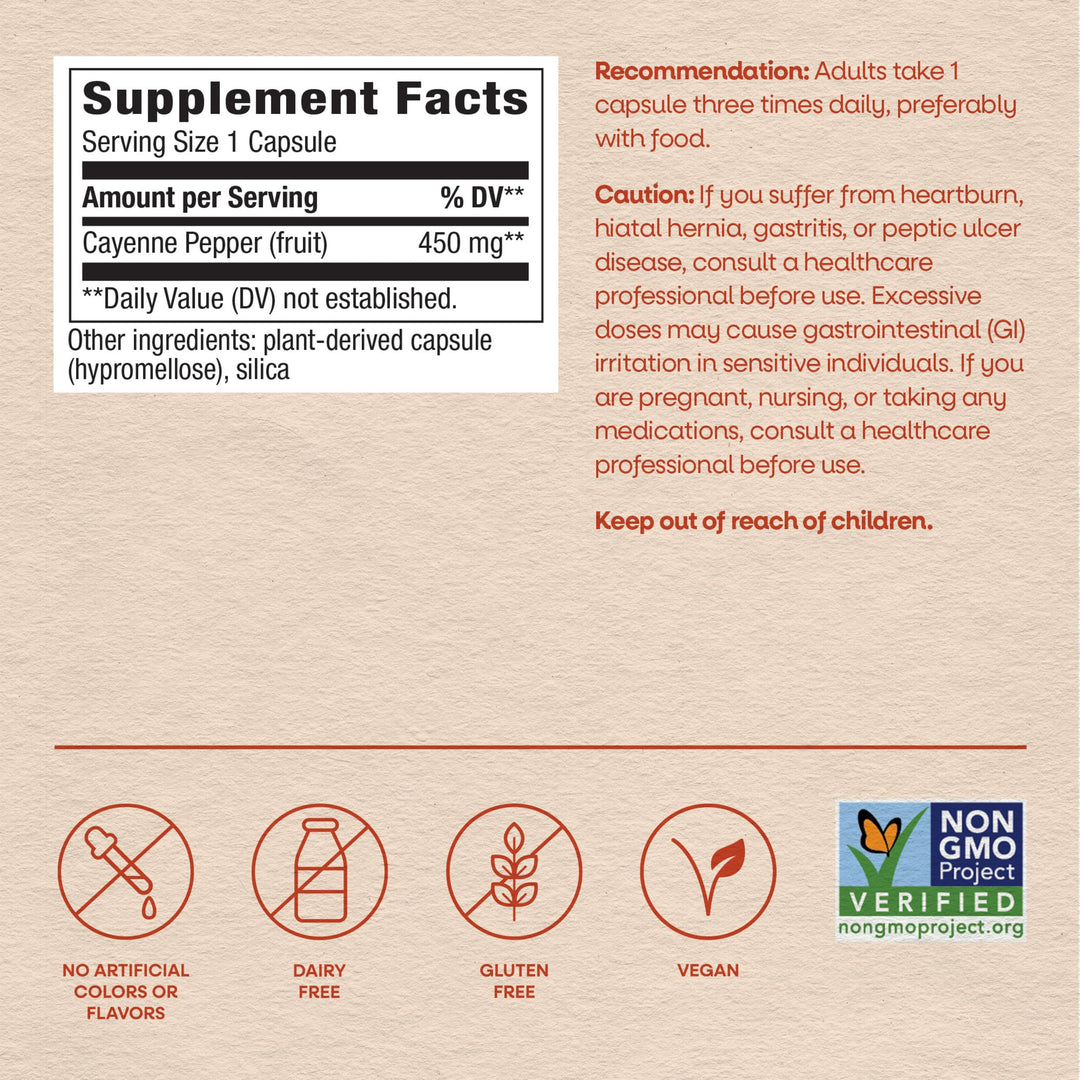 Nature's Way Cayenne Fruit Capsules, 450 mg, 180 Count