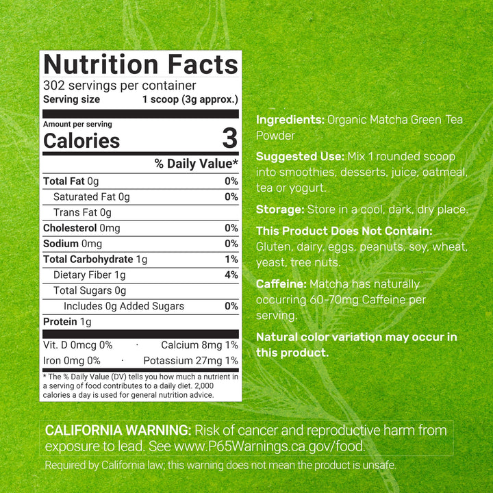 DEAL SUPPLEMENT Organic Matcha Green Tea Powder, Culinary Grade, 2 lb