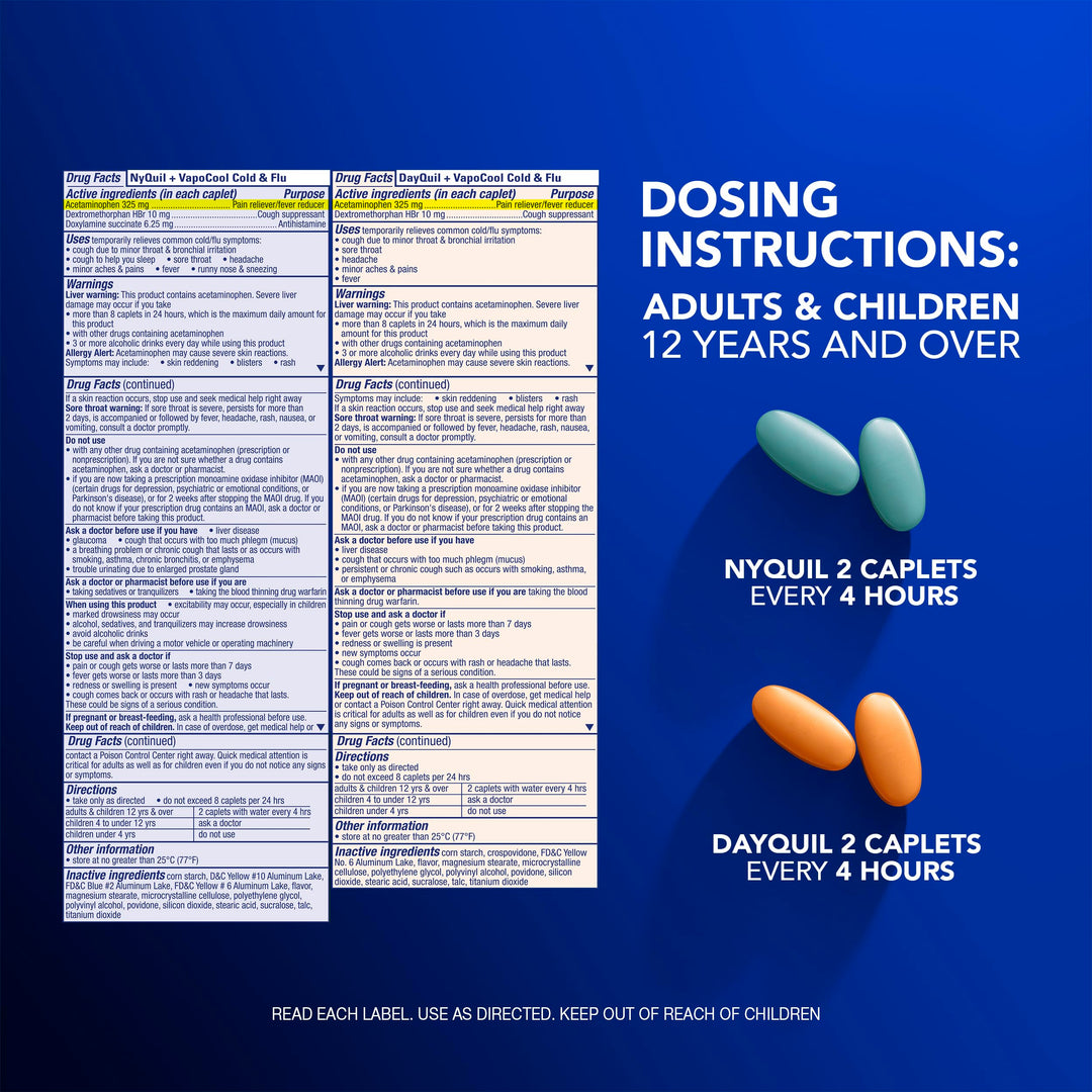Vicks DayQuil and NyQuil Severe Plus Vicks Custom Care Cold and Flu Caplets