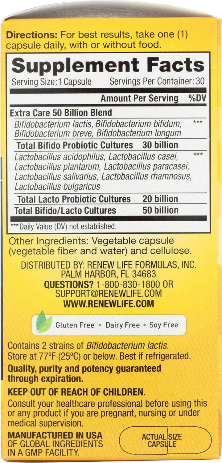 Renew Life Extra Care Digestive Probiotic, 50 Billion CFU