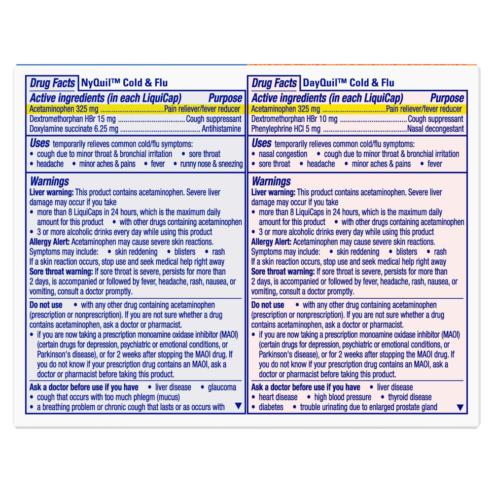 Vicks DayQuil and NyQuil Combo Pack, 72 Count, Pack of 2