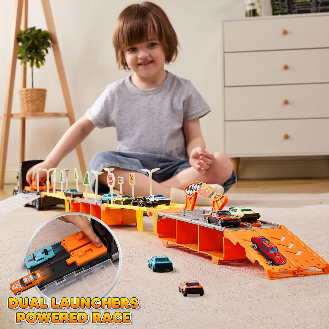 JOYIN 3 Layer Foldable Track Carrier Truck Set, 12 Count