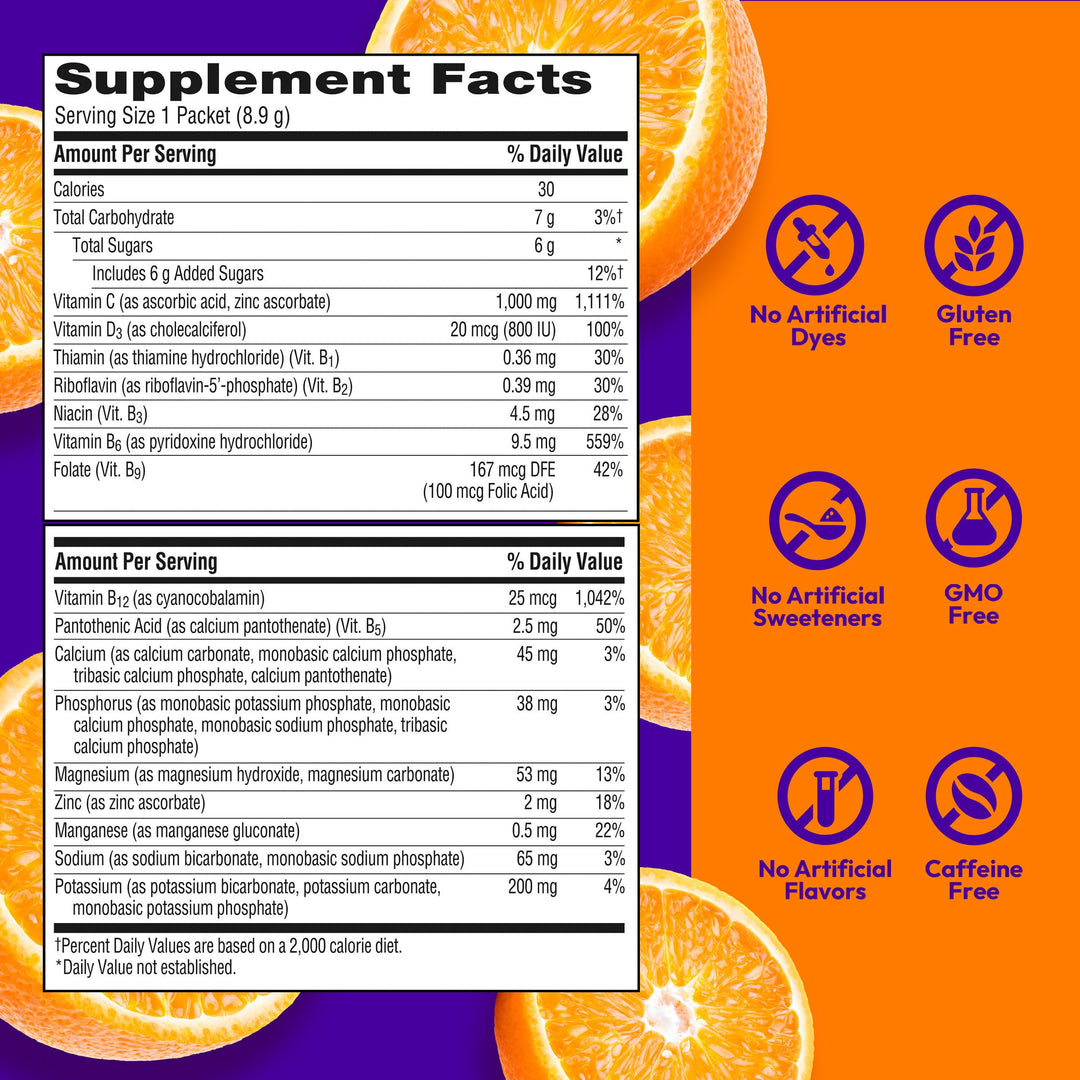 Emergen-C Dietary Supplement Fizzy Drink Mix, Super Orange, 30 Count