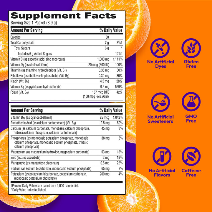 Emergen-C Dietary Supplement Fizzy Drink Mix, Super Orange, 30 Count