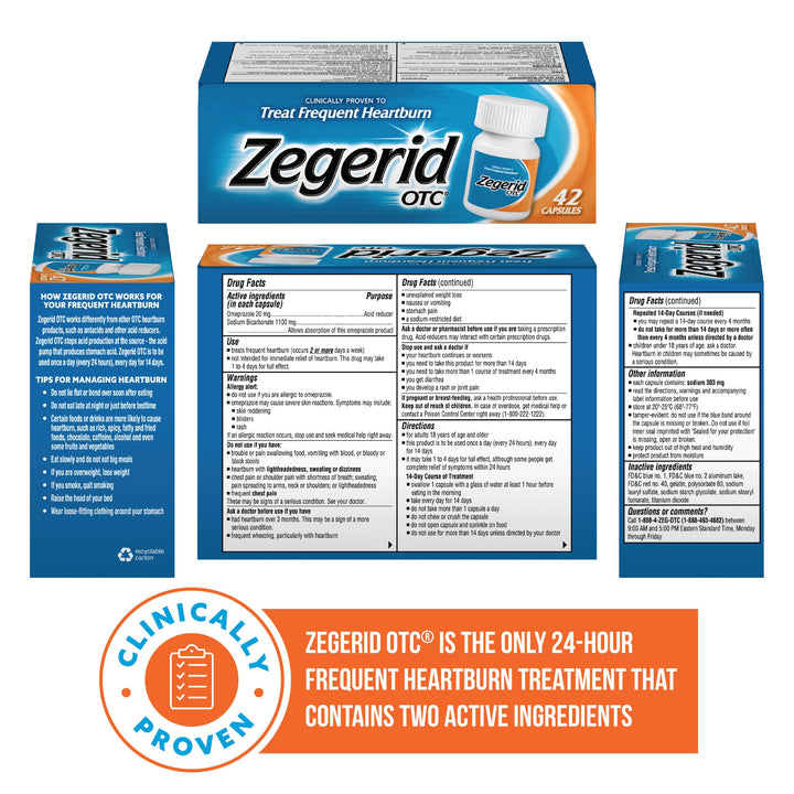 Zegerid OTC Heartburn Relief Capsules, 42 Count