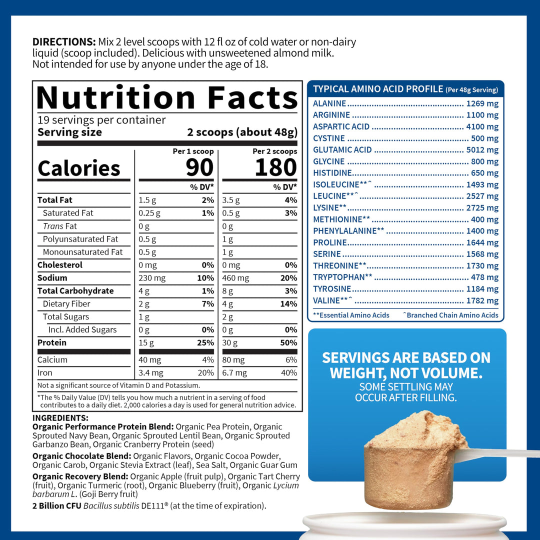 Garden of Life Sport Organic Vegan Protein Powder, Chocolate, 19 Servings