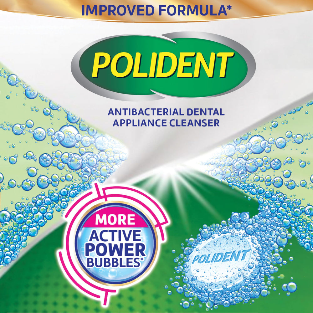Polident Smokers Antibacterial Denture Cleanser Effervescent Tablets, 120 Count