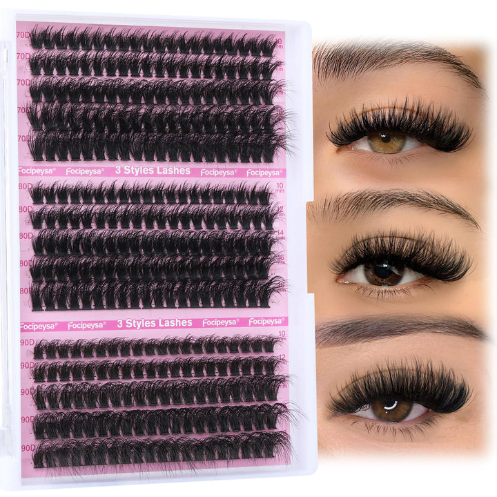 Focipeysa Fluffy Lash Extension Mink Thick Cluster Eyelash Extensions, 10-18mm, 300 Count