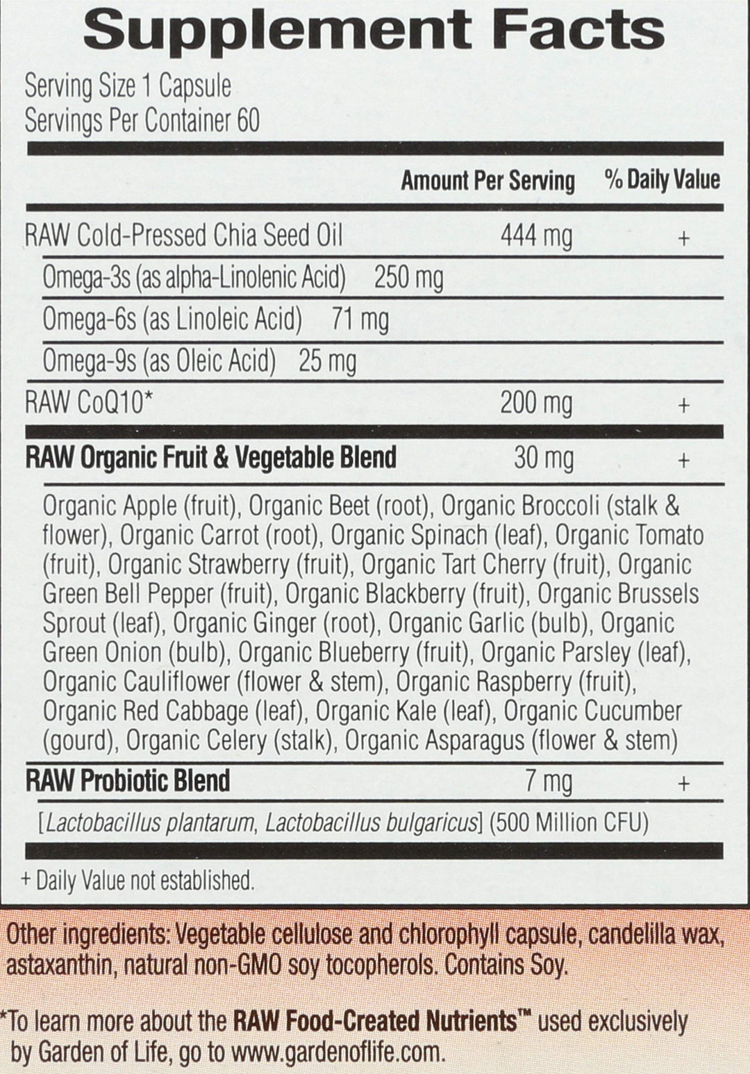 Garden of Life Raw CoQ10, 60 Count