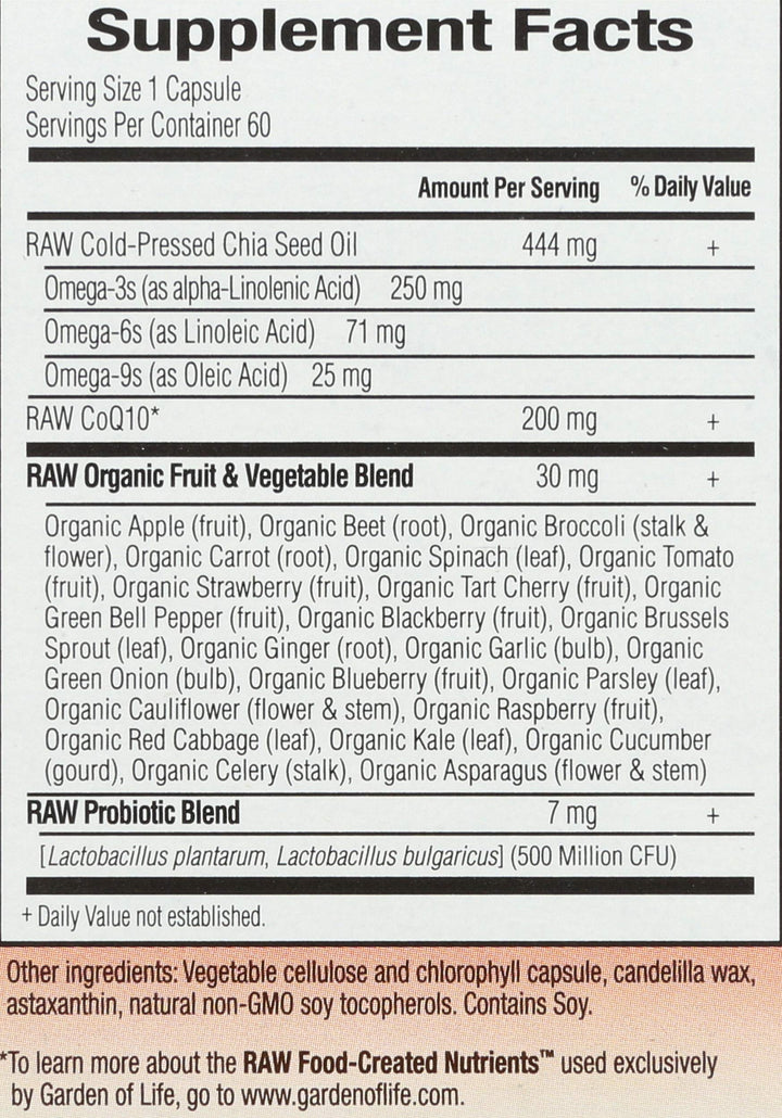 Garden of Life Raw CoQ10, 60 Count