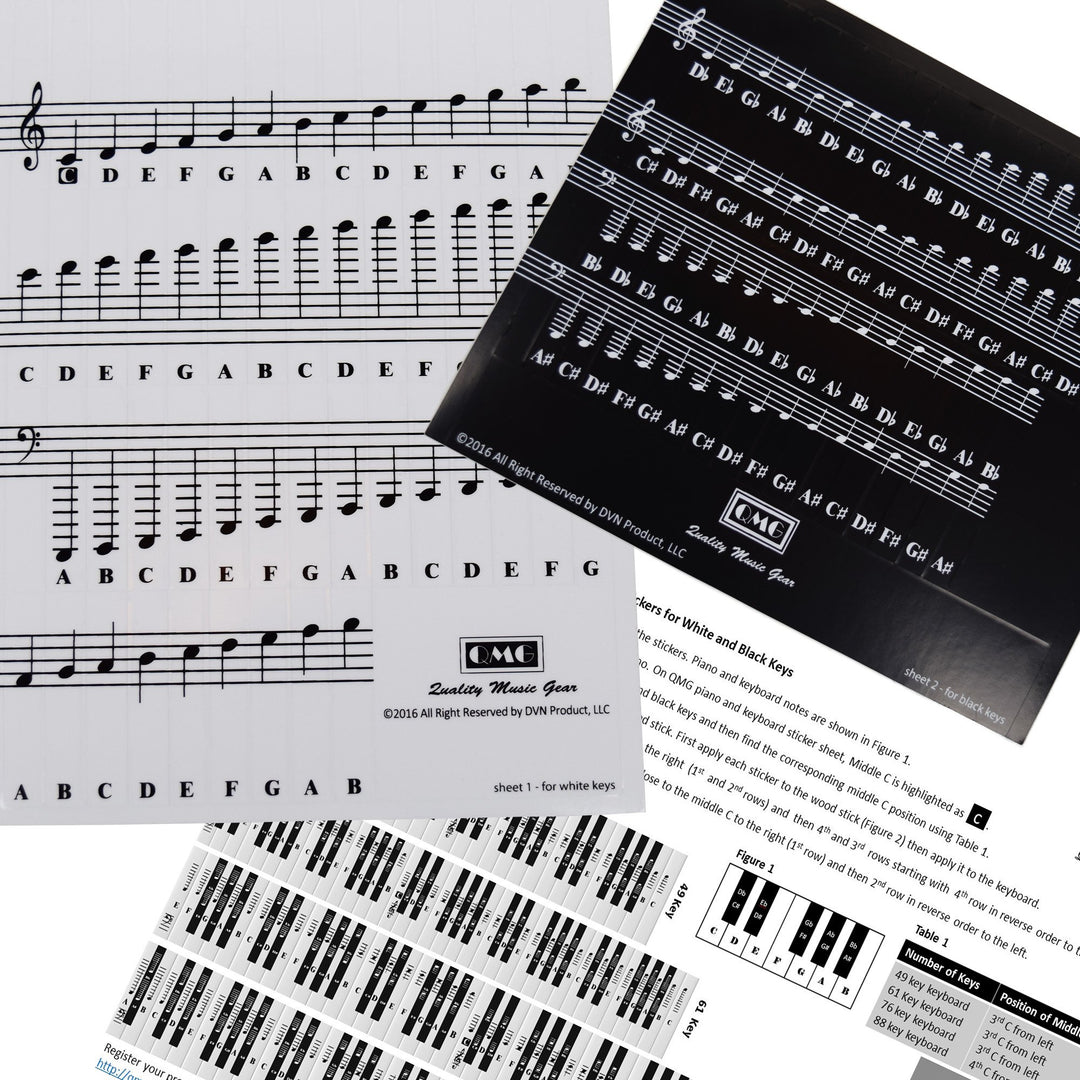 QMG Piano and Keyboard Music Note Stickers, Full Set