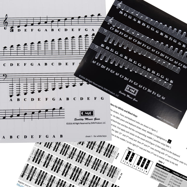 QMG Piano and Keyboard Music Note Stickers, Full Set