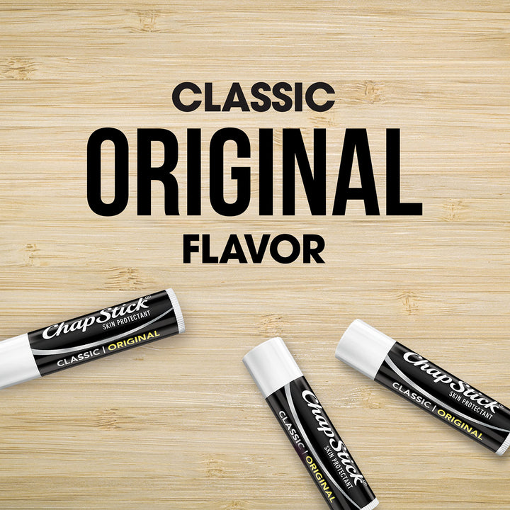 ChapStick Classic Skin Protectant Flavored Lip Balm Tube, Original Flavor, 3 Count
