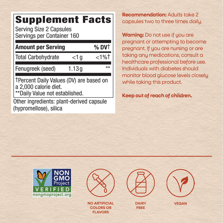 Nature's Way Fenugreek Seed Dietary Supplement, 320 Count