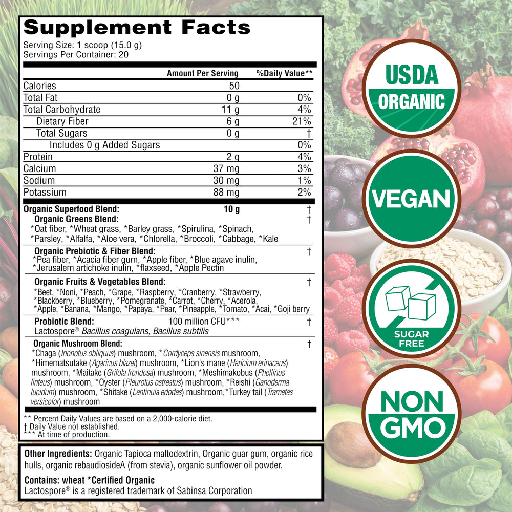 Country Farms Organic Super Greens Powder, Natural Flavor