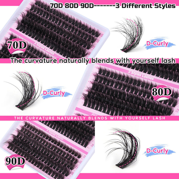 Focipeysa Fluffy Lash Extension Mink Thick Cluster Eyelash Extensions, 10-18mm, 300 Count