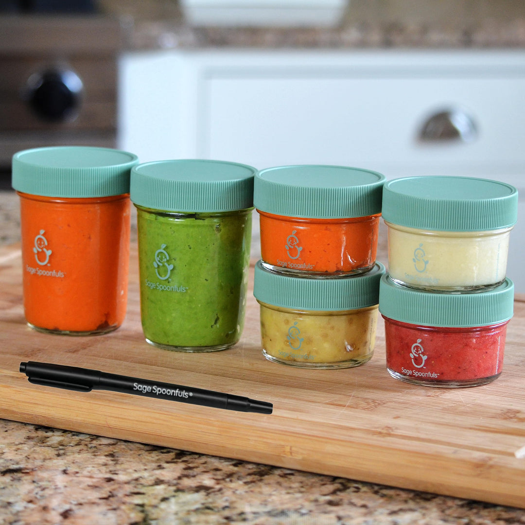 Sage Spoonfuls Baby Food Storage Jars with Lids, 4/8 oz, 6 Count